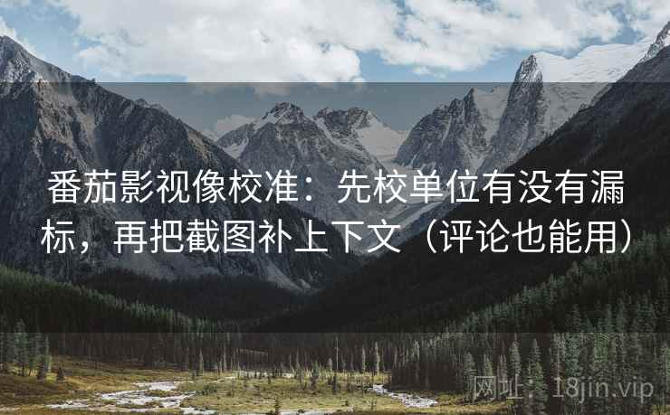番茄影视像校准：先校单位有没有漏标，再把截图补上下文（评论也能用）