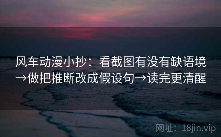 风车动漫小抄：看截图有没有缺语境→做把推断改成假设句→读完更清醒